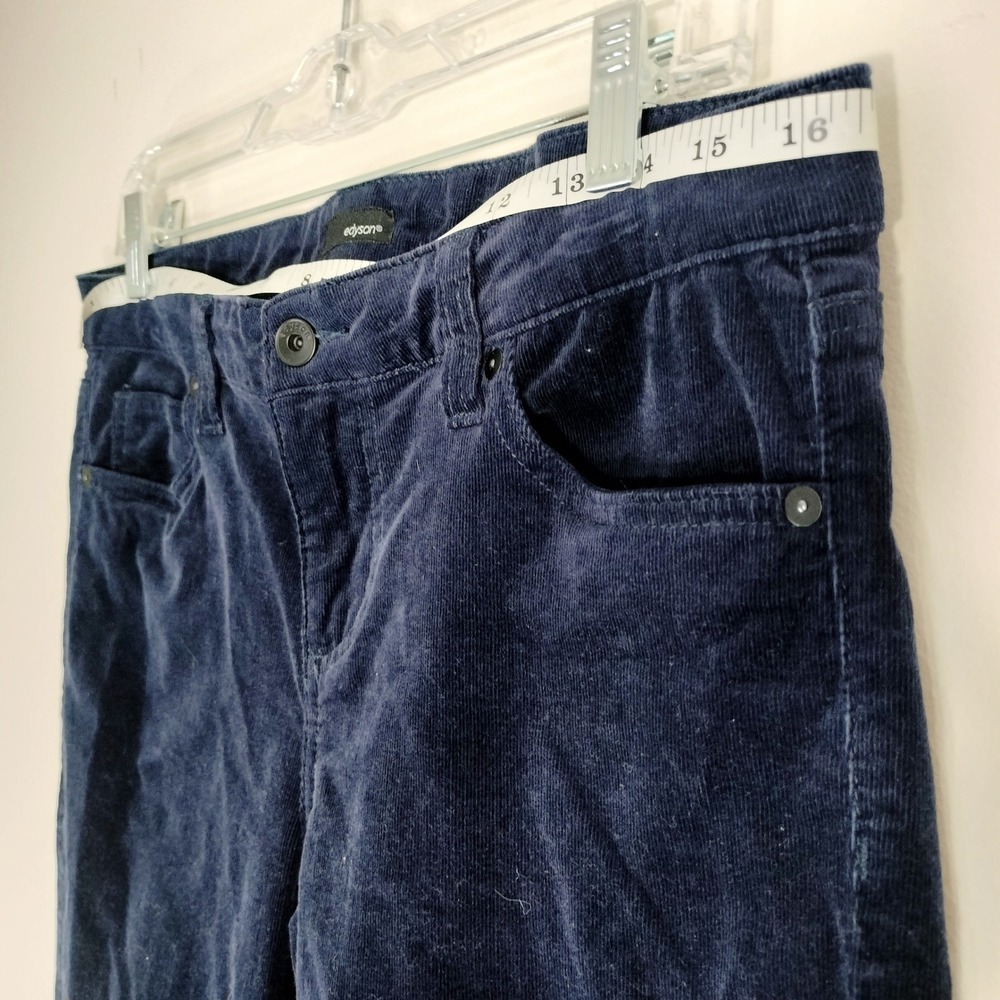 Edyson Windsor Navy Blue Corduroy Pants; Straight Leg Stretch 5-Pocket